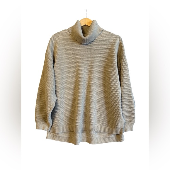 FP Beach Free People Textured Cozy Tan Turtleneck Oversized Sweater Size S #1702 - Picture 2 of 6